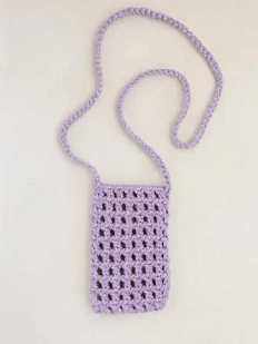 Сумка для телефона вязаная, сиреневая