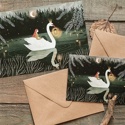 Открытка «Лебедь», Дворникова Александра, фото 2.