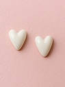 Серёжки-гвоздики Радость Рядом Сердечки, полимерная глина, белые, превью фото 2