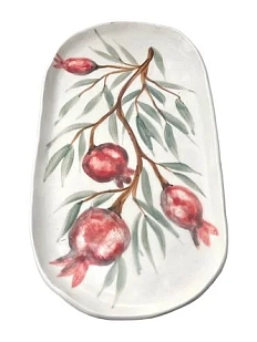 Блюдо ручной работы Верба керамика «Гранаты», овальное, керамика, 20 см