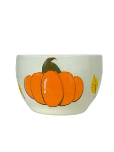 Пиала ручной работы «Тыквы и листья», керамика, 9 см
