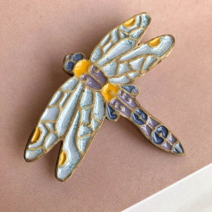 Брошь ручной работы Партала керамика «Стрекоза», фото 2.