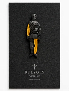 Брошь ручной работы Фарфор Булыгина «Малевич», чёрно-золотистая