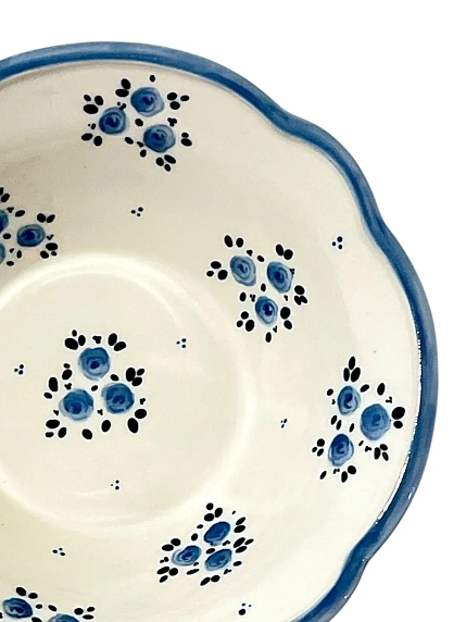 Пиала ручной работы Slowday Ceramics «Голубые розочки», полуфарфор, 17 см, фото 2.