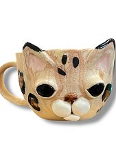 Кружка ручной работы «Кот», леопардовая, керамика, 300 мл