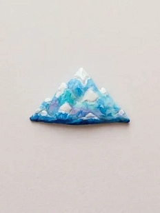 Брошь Радость Рядом «Горы», полимерная глина, голубая