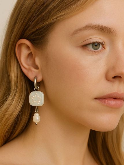 Моносерьга квадратная «Звездочка», полимерная глина, фото 2.