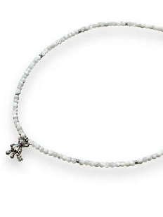 Чокер Бур.Мур с подвеской «Мишка», родированная латунь, перламутр