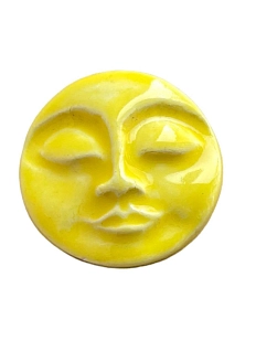 Брошь ручной работы КерамЕлКа «Лицо большое», жёлтая, керамика