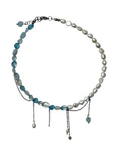 Чокер ручной работы из аквамарина, голубой