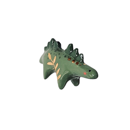 Кулон керамический «‎Стегозавр зеленый с золотом»‎