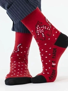 Носки «Леопард имеет повод хулиганить», р-р 38-41, красные