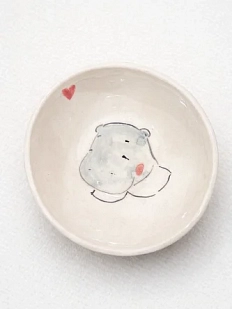 Пиала ручной работы НАДО ЖЕ с росписью «Бегемот», белая, керамика, 10 см