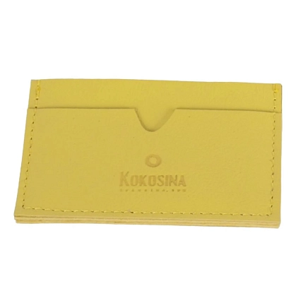 Визитница ручной работы, Kokosina bags, натуральная кожа, жёлтый, фото 1.