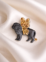 Брошь ручной работы Bulygin «Лев», фарфор, чёрно-золотистая, превью фото 3