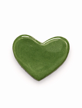 Брошь ручной работы Elizabeth Madar Сердце, тёмно-зеленая, керамика