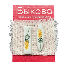 Серьги ручной работы «Желтые цветы», фарфор