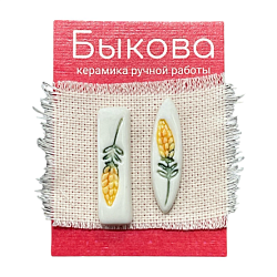Серьги ручной работы «Желтые цветы», фарфор