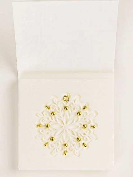 Игрушка новогодняя Фарфор Булыгина Bulygin «Снежинка», бело-золотистая, фото 3.