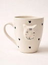 Кружка ручной работы Мария Гордеева Котик с сердечками, белая, керамика, 350 мл, превью фото 1