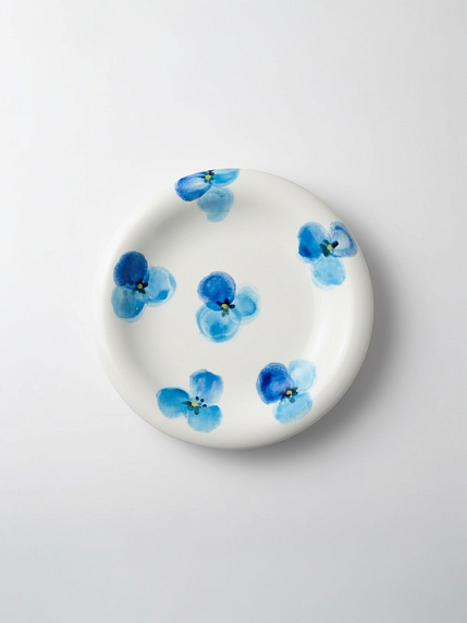 Тарелка ручной работы Анютины глазки, керамика, 20 см, фото 1.