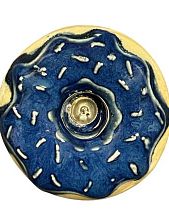 Подсвечник ручной работы «Пончик с тёмно-синей глазурью», керамика