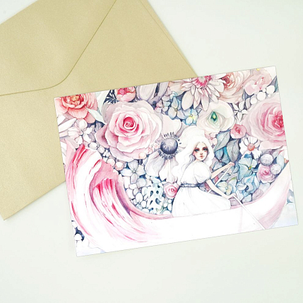 Открытка Оксана Викторова «Девочка в лодке», односторонняя, фото 2.