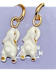 Серьги-конго ручной работы «Кролики», фарфор