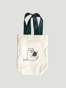 Мини-шоппер Девчули для вина «Кот с книгой», 23*30 см