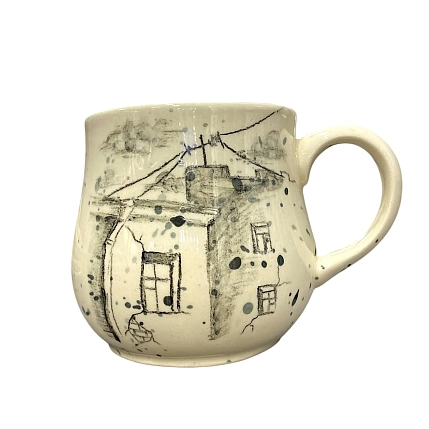 Кружка ручной работы Верба керамика груша «Погода в Питере...», керамика, 350 мл, фото 1.