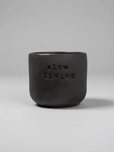 Стакан ручной работы Идеальное совпадение с надписью «Slow living», коричневый, керамика, 350 мл