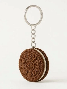 Вязаный брелок, обвес на сумку DARI DARI «Печенье», коричневый, 5 см