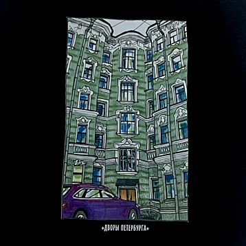 Сумка шоппер с дворами Петербурга «Дом на улице Ленина», чёрный, фото 3.