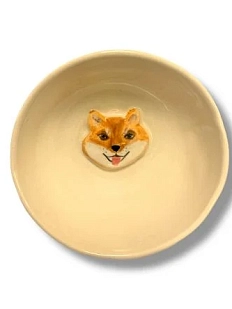 Пиала ручной работы АН2К с фигуркой внутри Сиба-ину, керамика, 11 см