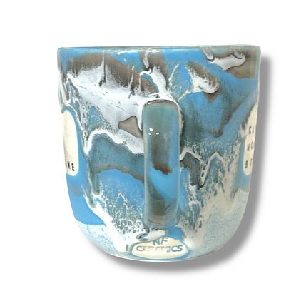 Кружка ручной работы NF ceramics «Как говорит мой психолог..», серо-голубая, 450 мл, фото 3.