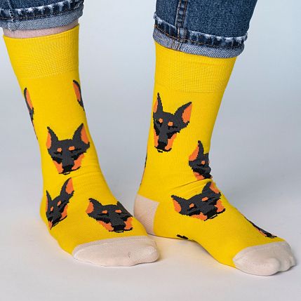 Носки «Типичный доберман», р-р 42-46, жёлтые, фото 2.