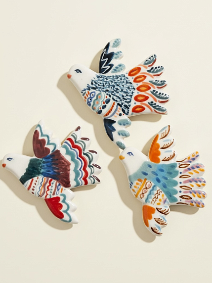 Брошь ручной работы Полина Гузеева «Птичка», сине-зелёная, фарфор, фото 7.