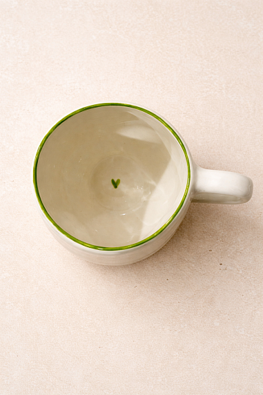 Кружка ручной работы круглая Hands in clay «Mood: prosecco all the time», белая, керамика, 400 мл, фото 2.