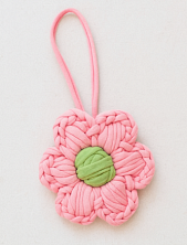 Вязаный обвес «Цветок», розовый, 9 см