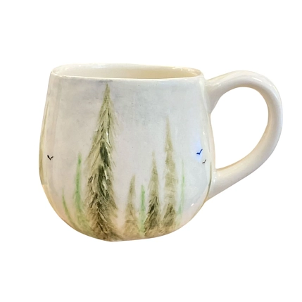 Кружка ручной работы Катя Вебер «Лес», белая, керамика, 170 мл, фото 2.