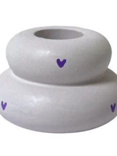 Подсвечник ручной работы роспись сердечко «Кнопочка», сиреневый