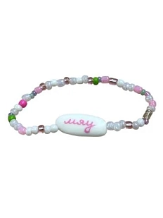 Браслет ручной работы Радость Рядом с надписью «Мяу», бисер, розовый
