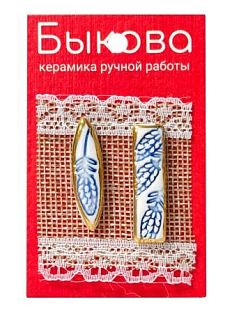 Серьги ручной работы «Цветы»‎ ассиметричные, фарфор