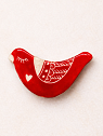 Брошь ручной работы Elizabeth Madar Голубка с сердечком, красная, керамика, превью фото 1