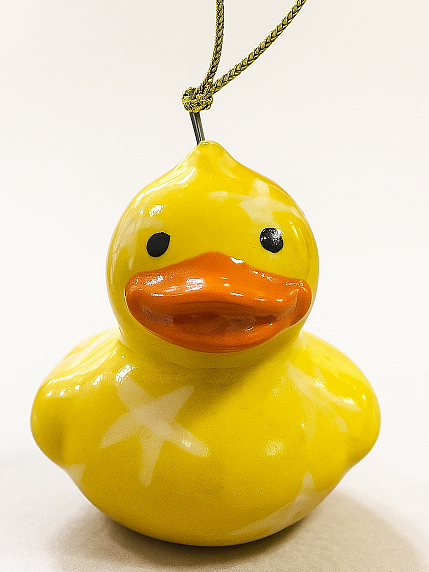 Ёлочная игрушка Утёнок в звёздах, 4 см, фото 1.
