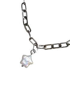 Чокер ручной работы из нержавеющей стали с перламутровой звёздочкой