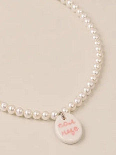 Чокер ручной работы Радость Рядом с подвеской «Солнце», полимерная глина, бисер, розовый