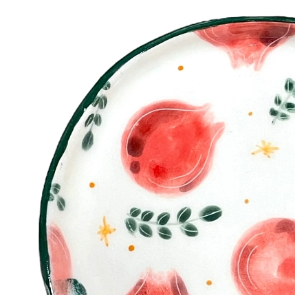 Блюдце ручной работы Чашки и поцелуи «Гранат», полуфарфор, 13 см, фото 3.