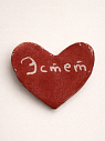 Брошь ручной работы сердечко «Эстет», красная, керамика, превью фото 1