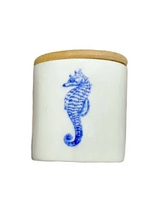 Банка ручной работы «Морской конёк», белая, фарфор